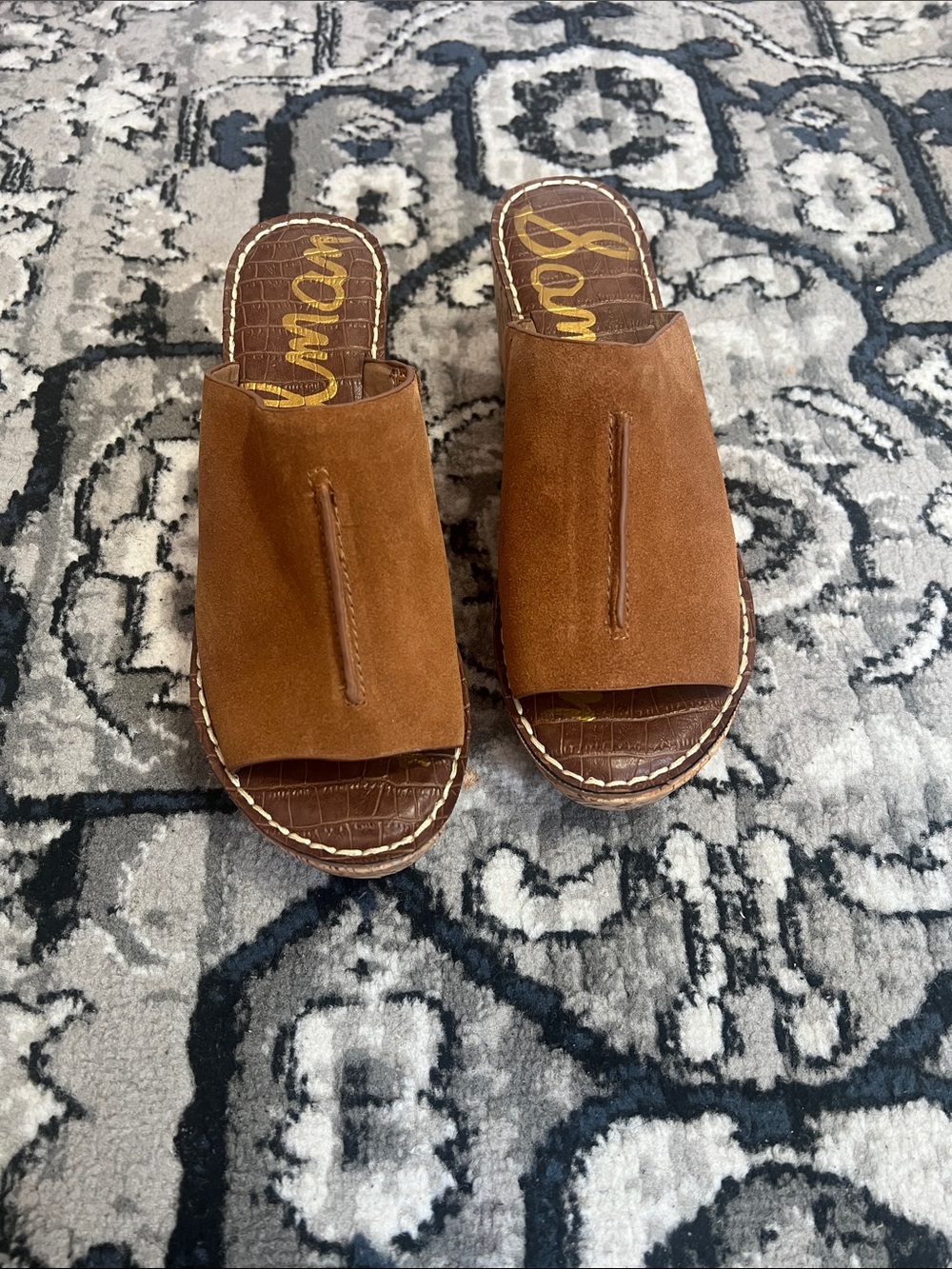 Sam Edelman Cognac Suede Slide Mules